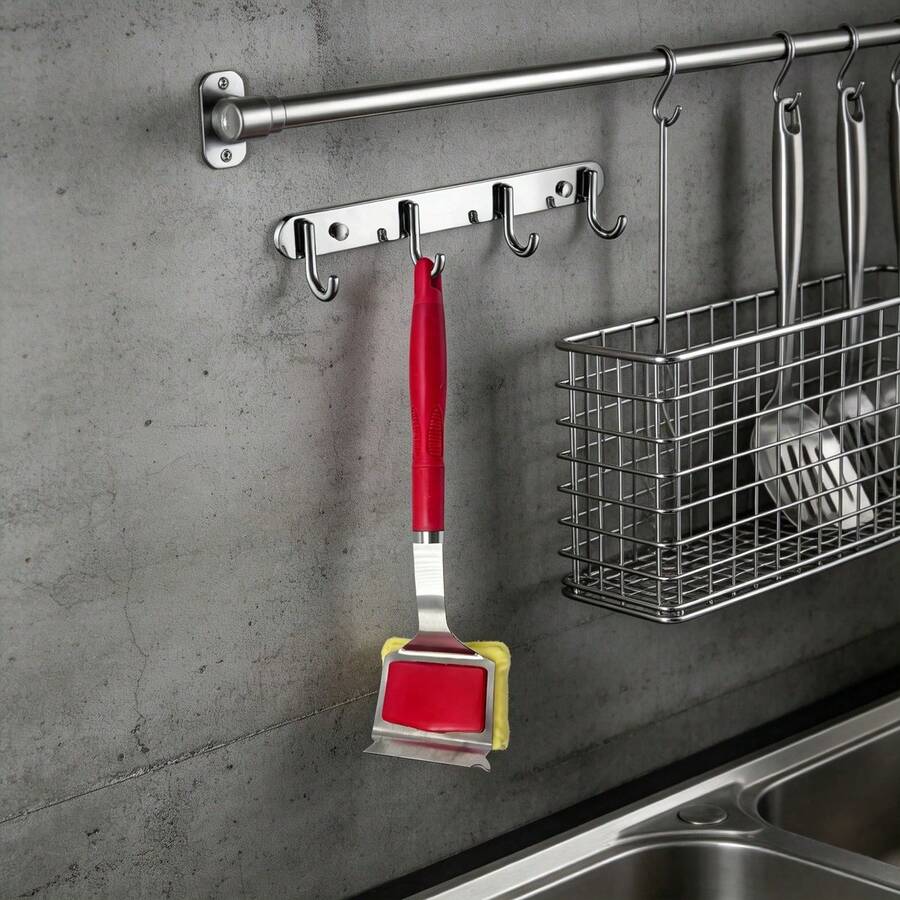 Red Sponge 304 Stainless Steel Bristle Free Grill Brush With Scraper Steam Clean For BBQ Cooking Grates - B - View 1