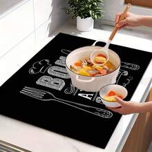 (Hot !!) 1pc 2D Tableware Pattern, Flat Stove Protector Mat And Non-Slip Heat-Resistant Rubber Stove Cover Pad Suitable For Induction Cooktop, Glass Stove And Multi-Functional Anti-Scratch Mat, Also Best Choice For Oven, Washing Machine, Dryer And Kitchen Decoration. - Multicolor - View 4