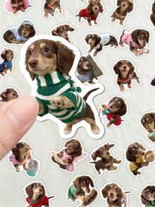 50pcs Funny Dachshund Stickers, Cute Cartoon Humorous Daily Scene Dog Patterns, Waterproof Vinyl Stickers, Suitable For Water Bottles, Laptops, Scrapbooks Decoration - Multicolor - View 1