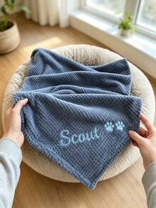 Personalized Embroidered Pet Name Dog Blanket, Customized Cotton Puppy Blanket, Dog Mom Gift, Comfortable Pet Blanket, Cat Blanket, New Puppy Gift - Multicolor - View 8