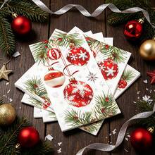 Minimalist Gold Christmas Tree Paper Napkins, Elegant White Holiday Cocktail Napkins, Suitable For Christmas Party Dinner Table Decor - Style 1 - View 1