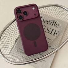 豪華亮螢光液態矽膠保護殼，適用於 iPhone 18 Pro Max 17 Air 16 15 14 13 12 17 Pro Max Plus，磁吸軟殼 - 酒紅色 - 查看 3