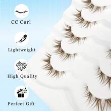 7 Pairs Of Fox Eye Style Natural, Long And Wispy False Eyelashes, Suitable For Daily And Party Makeup, Cat Eye And Fairy Style False Eyelashes, Create A Glamorous Look - Brown - View 5