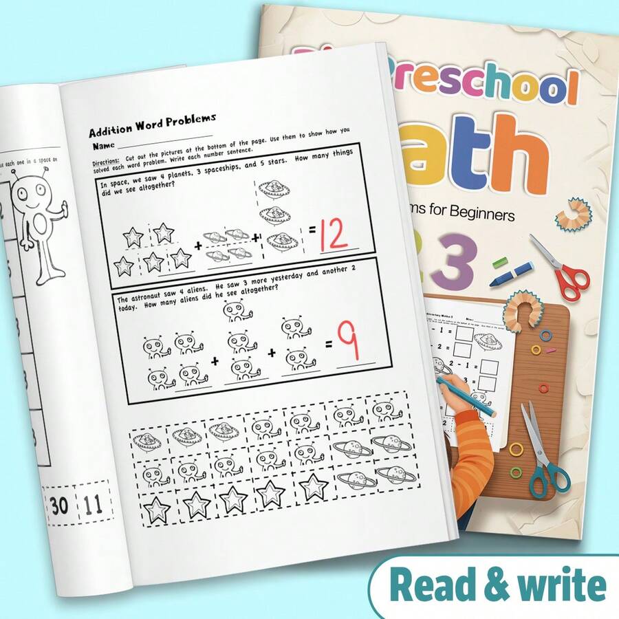 İngilizce Matematik Alıştırma Defterleri, Toplama ve Çıkarma, Sayı Tanıma, Sayma, Eksik Sayılar, Temel Problem Çözme, Aritmetik Egzersizleri, Hesaplama Becerileri, Mantıksal Düşünme ve Erken Matematik Pratiği - İngilizce Matematik Alıştırması - Görünüm 1