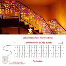 LED Icicle String Lights, Warm White/Cool White/Multicolor, 8 Lighting Modes, AA Battery Powered Fairy Lights, Home Room Bedroom Garden Street Fence Roof Window Hanging Decorative Lights, Wedding Party Background Decoration, Valentine's Day Halloween Christmas Atmosphere Decorative Lights - 8-mode AA Icicle Lights - View 15