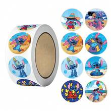 Hasbro 500pcs/Roll Stitch Round Stickers Roll Stickers Children's Planner Decoration Cartoon Cute Reward Stickers - Multicolor - View 6