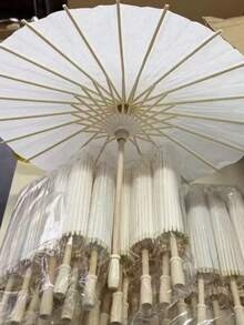 10件/6件/4件/1件 手工傳統紙傘，展開直徑 30cm、40cm 與 60cm，適用於節慶派對、婚禮 - 白色 - 查看 11