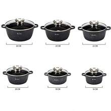 Elitehoff 14-Piece Nonstick Cookware Set, Marble-Coated Aluminium Pots With Glass Lids, Induction & Gas Compatible, Black Or Grey - View 7