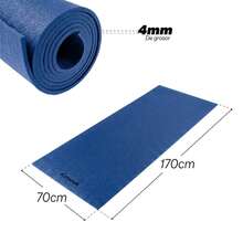 MUUK Alfombrilla de Yoga 170 x 70 cm, Grosor 4 mm, Tapete Antideslizante, Cómodo y Plegable para Yoga, Pilates, Fitness y Ejercicio, Resistente al Agua, Fácil de Transportar para Casa, Gimnasio y Viajes - Azul Marino - Ver 4