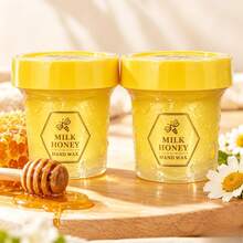 Cera para Manos con Leche y Miel | Mascarilla de Manos Peel-Off Exfoliante e Hidratante, Ayuda a Eliminar Células Muertas, Suaviza la Piel Seca, Fácil de Aplicar y Retirar, Cuidado de Manos - 2 piezas - Ver 1