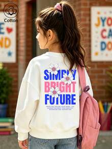 Simply Bright Future Daisy Inspirational Print Crew Neck Sweatshirt - White - View 1