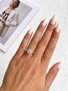 1pc Moissanite Ring, Classic 2CT Round Brilliant Cut Solitaire Diamond Ring, Suitable For Women's Engagement And Wedding - Round Moissanite Ring-2ct - View 6