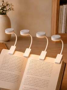 4pcs 4-LED Black/White Clip-On Book Light, Eye-Protection Reading Light, 3 Color Temperatures, Dimmable, Mini Portable Clip-On Reading Light (Battery Not Included) - Multi-color - View 17