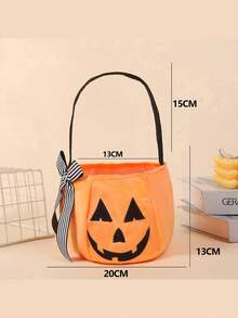Personalized Plush Pumpkin Halloween Trick Or Treat Bucket, Customized Name Halloween Candy Tote Bag, Portable Handbag, Multi-Purpose Storage Bag, Suitable For Cosmetics, Stationery, Picnic, Travel, Halloween Home Decor Gift Bag - Multicolor - View 9