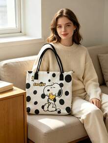 1 buah Tas Tote Kanvas Kuning Bergambar Snoopy, Kapasitas Besar, Cocok untuk Perjalanan, Belanja, dan Penggunaan Sehari-hari, Hadiah Ideal untuk Ulang Tahun, Hari Valentine, Kembali ke Sekolah, dan Wisuda - MultiWarna - View 9
