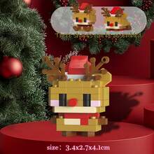 Christmas Party Gift Set, ABS Material, Includes: Santa Claus, Snowman, Reindeer, Christmas Tree. Single Style Can Be Assembled Into Three Forms. Flexible Discount, Building Block Toy Set. Suitable For Christmas, Halloween, Major Holidays DIY Assembly Handmade Gift. - Multicolor - View 6