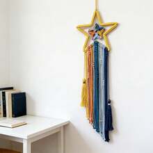 1pc Macrame Wall Hanging Bohemian Style Dream Catcher Landscape Tapestry Creative Star Moon Sun Background Wall Bed Headboard Decor - Multicolor - View 4