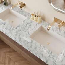 Self-Adhesive Marble Pattern Wall Sticker - 1pc Waterproof Wallpaper, Furniture Refurbishing Sticker, Suitable For Kitchen And Bathroom Walls And Countertop Decoration, As Well As Room Decor - A - View 4