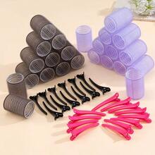 27pcs Self-Adhesive Hair Curlers Set, Heatless Curling Rods With 6/12 Clips, Salon Hair Styling Curling Tools - Multicolor - View 4