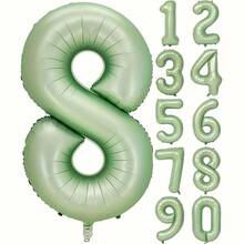 1pc 32 Inch Vintage Foldable Aluminum Foil Number Balloon, Movie Theme Olive Green Number Shape, Individually Packaged, Photo Prop Party Decoration, Suitable For Birthday, Anniversary, Holiday Decoration (0-9 Years, 10 Years, 20 Years) - Number Balloons - View 8