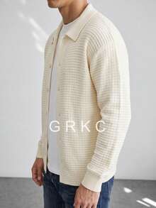 GRKC Men's Casual Loose Minimalist Business Versatile Commuter Knit Cardigan Autumn/Winter - Apricot - View 3