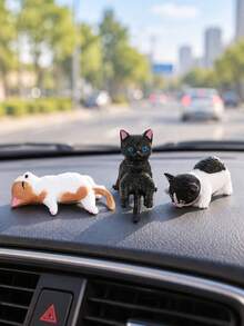 Cute Resin Mini Cat Figurine Accessory, Suitable For Yard And Garden Decor, Computer Monitor And Car Dashboard Decoration, Cute Mini Cat Statue, Windshield And Screen Display Accessory, Exclusive For Pet Lovers, Fun Design, Suitable For Office, Car And Home Decor, Ideal Gift For Cat Lovers - A - View 2