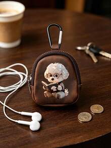 Cute Puppy Flower Pattern Zipper Key Bag, Multi-Functional Key Bag For Both Men And Women, Zipper Key Storage Bag, Portable Compact Key Bag, Multi-Slot Mini Bag, Can Store Keys, ID Cards, Bank Cards, Earphones, Etc., Ideal Choice For Birthday, Christmas, Thanksgiving - Multicolor - View 3