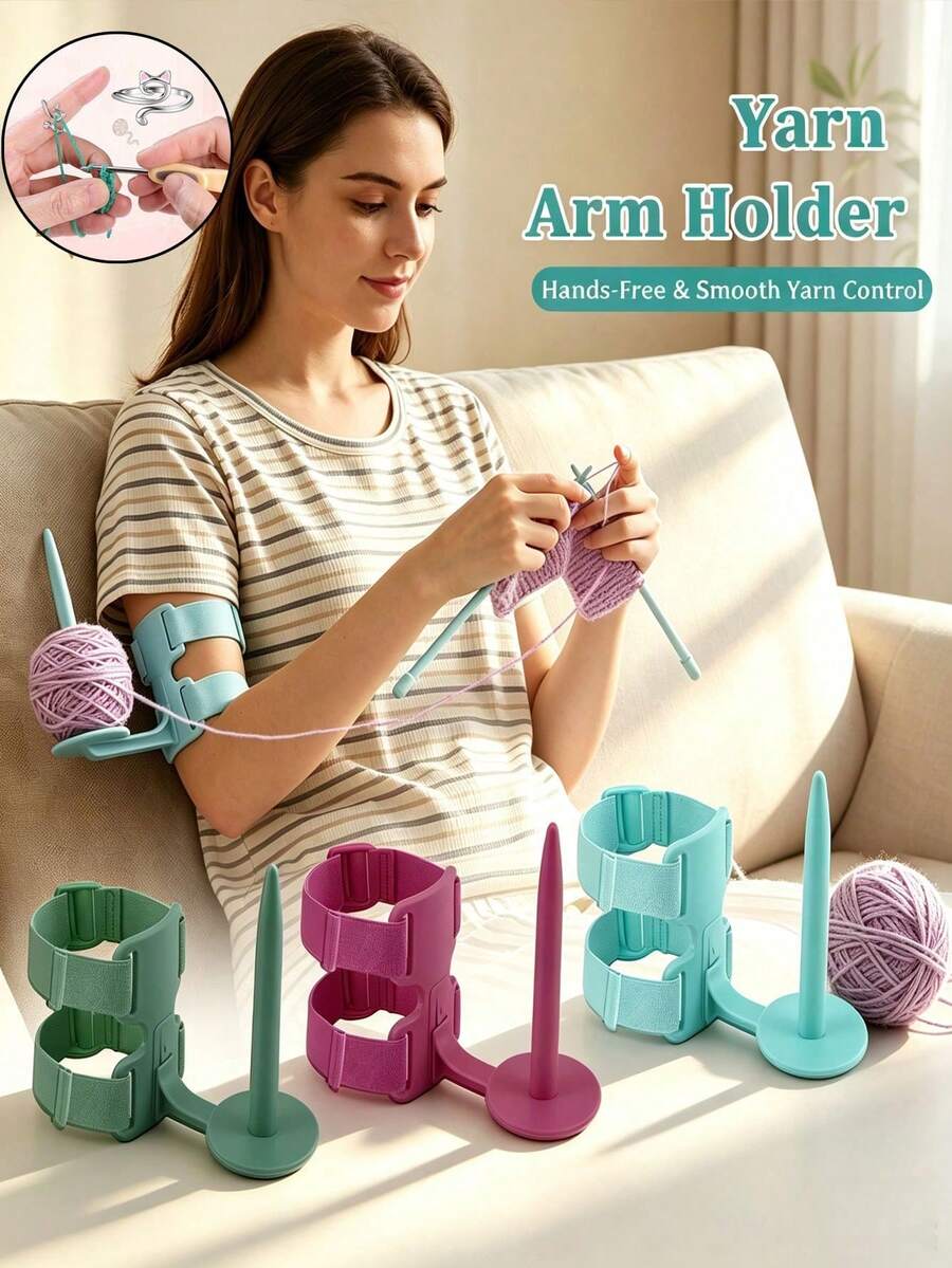 Portable Clip-On Yarn Holder, Rotatable Yarn Ball Holder With Adjustable Strap, Anti-Tangle Yarn Dispenser, Suitable For Knitting And Crochet, Desktop Mount DIY Craft Supplies, Perfect Gift For Knitting Enthusiasts - Multicolor - View 1