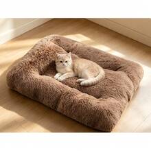 Cat & Dog Universal Pet Bed Pad, Thickened Long Plush Winter Pet Nest, Small & Medium Dog Sleeping Mat, All-Season Pet Bed Mat - Maroon - View 7