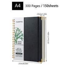 A4 Spiral Notebook, 110gsm Thick Paper, 300 Pages (150 Sheets), 4 Colors Available, Built-In Storage Pocket, Excellent Comfort. Also Known As Spiral Notebook, Coil Notebook, Bound Notebook - Multicolor - View 13