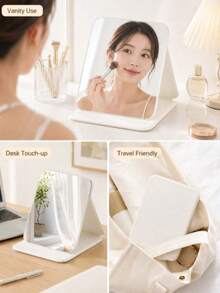 1pc Foldable Makeup Mirror, Adjustable Large/Medium/Small Desktop Mirror, Classic Handheld Mirror, Travel Essentials Compact Mirror, Suitable For Dorm And Desktop, Foldable, For Makeup, Room Decor, Birthday Gift For Female Friends, Holiday Gift, Christmas Gift, Back To School Essential, Unisex, Affordable And Budget-Friendly - Multicolor - View 3
