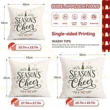 4pcs/1pc Minimalist Red Background Christmas Text Pattern Pillow Case, Single-Sided Printed Pillow Case, Suitable For Living Room Bedroom Home Decor, All Season Pillow Case - Multicolor - View 3