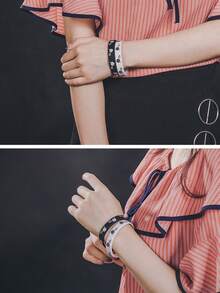 2pcs/Set Minimalist GOOD LUCK Men's Silicone Bracelet - Silicone Bracelet - View 5