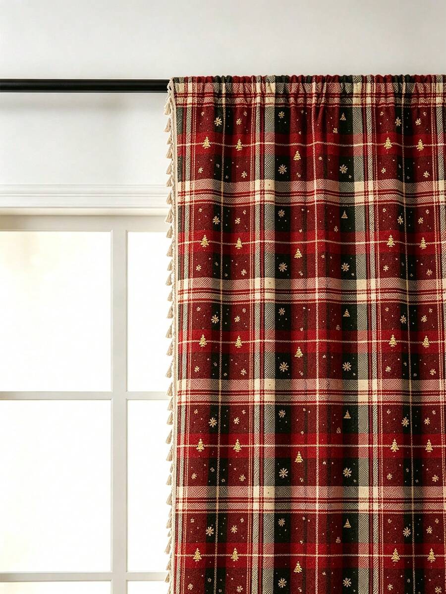 1pc Christmas New Pattern, Red & Green Striped Design With Broom Tassel ...