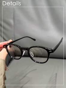 1對小框透明鏡片眼鏡，黑色長方形無度數眼鏡，金屬鉸鏈，矽膠鼻墊，中性款，時尚配件，PC（聚碳酸酯）鏡框與鏡片 - 黑色 - 查看 5