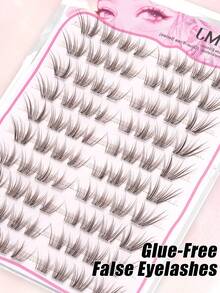 80pcs Black & Brown Self-Adhesive False Eyelash Clusters, C Curl, Transparent Stem, No Glue Needed, Press-On DIY Eyelash Extensions, Reusable, Suitable For Beginners, Suitable For All Occasions, False Eyelashes, Glue-Free Eyelashes - C - View 6