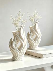 1pc Flame Shaped Hollow Vase, For Flower Arrangement, Table Display, Space Decoration, Suitable For Living Room & Bedroom Tabletop, 3D Printed Craft, Modern Minimalist Art Style, Hollow Streamlined Design, Ideal Housewarming Gift - Multiple Styles - View 1