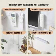 Outlet Fixing Device, Wall-Mounted Plug Fixing Device, Self-Adhesive Power Cord Cable Management Desktop Outlet Hook Bracket, Self-Adhesive Power Cord Cable Management Bracket Suitable For Bedroom, Living Room And Kitchen; Multi-Function Self-Adhesive Hook, Remote Control Hook - White - View 5