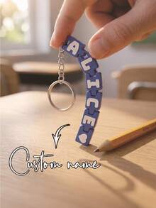 [Custom] 1pc Personalized Custom Name Stress-Relief Push Keycap Keychain, Customizable With English Names And Text - Multicolor - View 3