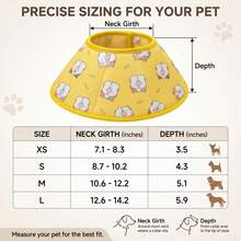 1pc Cute Yellow Pet Anti-Lick Collar, Adjustable Soft Fabric Elizabethan Collar For Cats, Recovery Protective Neck Collar For Dogs, Cat Protective Shield, Suitable For Medium-Small Puppies, Small Dogs And Cats - View 7