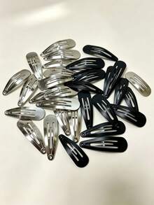 100/40/10pcs Metal Water Droplet BB Hair Clip, Simple And Versatile, Suitable For Daily Wear, Including Claw Clips, Hair Clips, Hair Clips, Etc - Black - View 4