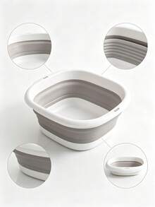 4/2/1pc Foot Bath Basin, Portable Foot Spa Basin, Plastic Foot Soaking Tub, Foldable Bathtub, Laundry Tub, Laundry Basket, Dish Basin, Space-Saving Storage Container, Portable Folding Silicone Basin, Foldable Wash Basin, Travel Portable Foot - Grey - View 4