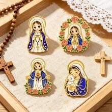 Virgin Mary Enamel Pin Set, Cute Cartoon Religious Lapel Brooches, Christian Faith Badge For Backpack Jacket Hat, Lovely Jewelry Gift For Believers - Multicolor - View 4