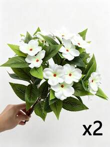 2pcs Impatiens Artificial Flowers | Multi-Color Faux Flower Planter, Stylish Decor For Patio & Balcony, Long-Lasting Fake Flowers, Home Outdoor Landscaping Must-Have, Table & Window Display Bouquet, Plastic, Suitable For Spring, Thanksgiving - Impatiens - View 15