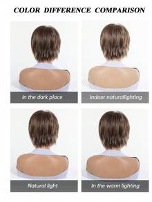 Brown Blonde Highlight Short Layered Pixie Wig For Women, 8 Inch Natural Looking Bob Wig With Side Bangs, Synthetic Heat Resistant Wig For Daily Wear Office Dating, Elegant And Tasteful - Brown - View 7