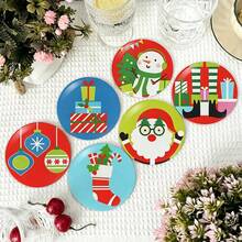 Best-Selling Christmas Style, Colorful Christmas Element Pattern Design PET Non-Slip Waterproof Coasters, Table Protector, Christmas Dinner Decoration, Holiday Party Home Kitchen Decor, Christmas Gift For Friends And Family - PET Coaster LDX2822 - View 7