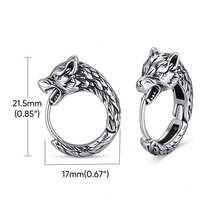 1pc Vintage Animal Style Stainless Steel Wolf Hoop Earring For Men, Punk Daily Ear Jewelry - Gun Black - View 6
