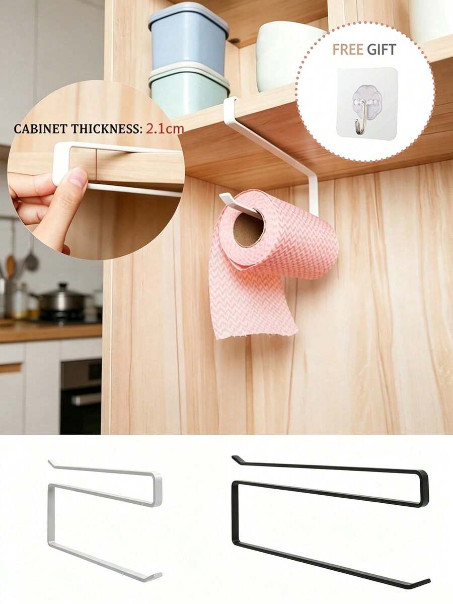 Metal Kitchen Paper Towel Holder, Multi-Functional Wall-Mounted Storage Rack, No Drilling Required, Suitable For Plastic Wrap, Kitchen Paper Towels, Tea Towels And Aluminum Foil Dispenser, Easy Installation, Ideal Gift For Kitchen Paper Towel Storage - Multicolor - View 1