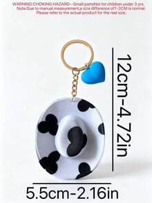 1pc Vintage Western Cowboy Style Mini Hat Keychain, Playful Heart Decor Creative Gift American Student Bag Charm, Couple Pendant - Multicolor - View 9