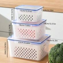 Kitchen Airtight Food Storage Container, Leakproof Fresh Keeping Box For Refrigerator, Fruit, Vegetable And Meal Storage - Grey - View 7